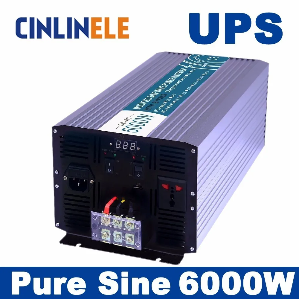 

Universal inverter UPS+Charger 6000W Pure Sine Wave Inverter CLP6000A DC 12V 24V 48V to AC 110V 220V 6000w Surge Power 12000W