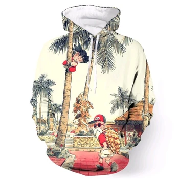 

Kid Goku and Master Roshi 3D Print Hooded sweatshirts Anime Dragon Ball Z Hoodies Men Women Vintage style Tree Scenery Crewneck