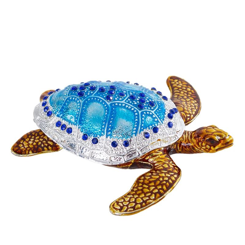 H &amp D ручная роспись Bejeweled Sea черепаха коробки на петлях ювелирные изделия