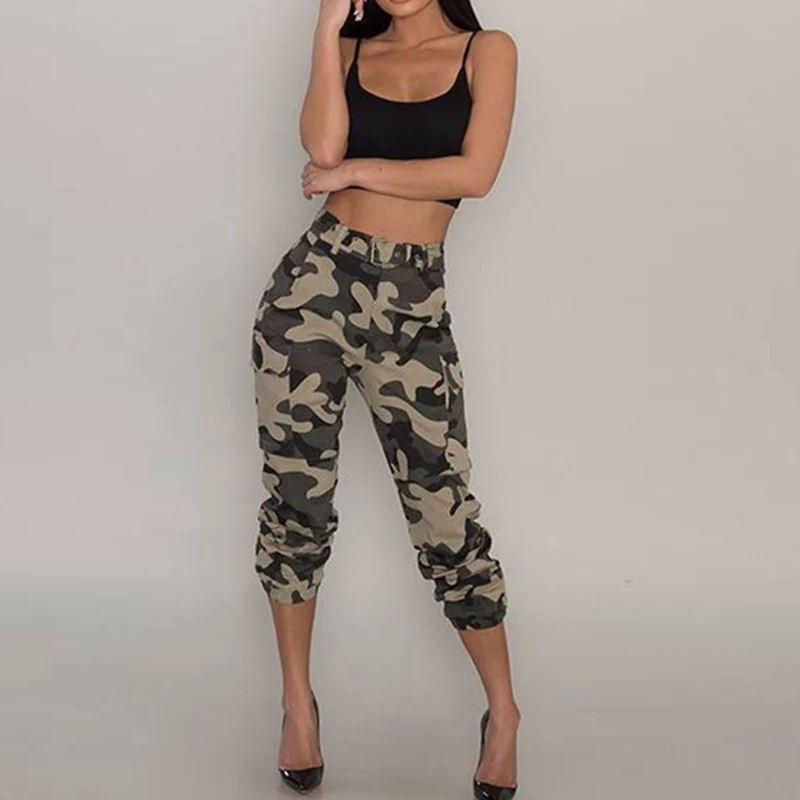 Women's Ladies Summer Spring Camo Cargo Pants Woman High Waist Long Trousers Women Casual Military Army Camouflage Pencil Pants