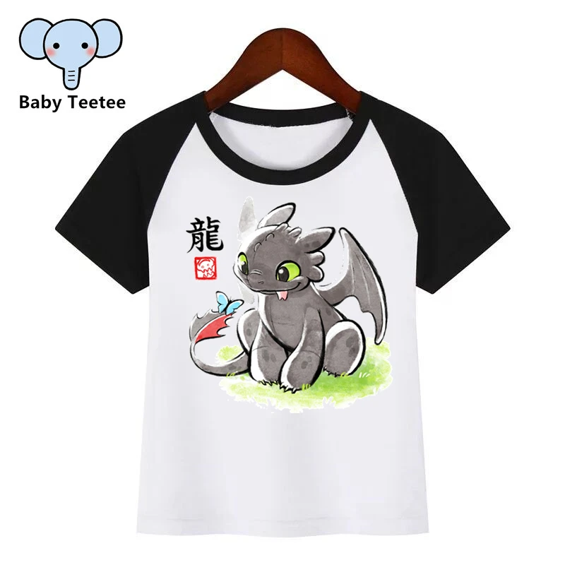 

BoysGirls Toothless The Night Fury Cartoon Print T shirt Kids Funny Clothes Children Summer Short Sleeve Baby T-shirt