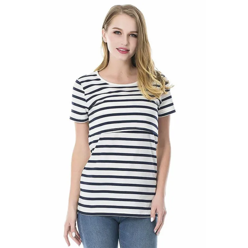 Maternity Breastfeeding Nursing Tops for Pregnant Women Striped