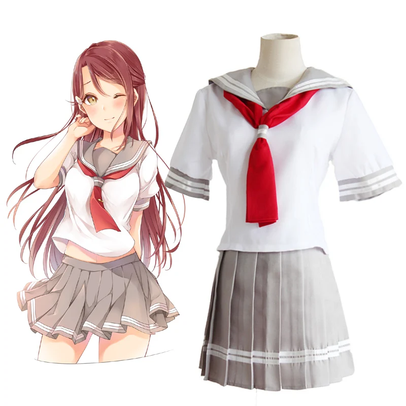 Аниме Love Live Sunshine Aqours Косплей Takami Chika Sakurauchi Riko Girls Морской Костюм Lovelive школьная