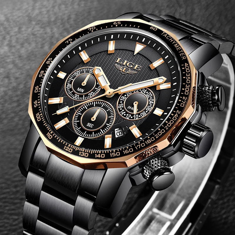 2019 New LIGE Mens Watches Top Brand Luxury Men's Waterproof Military Sports Watch Men All Steel Quartz Clock Relogio Masculino