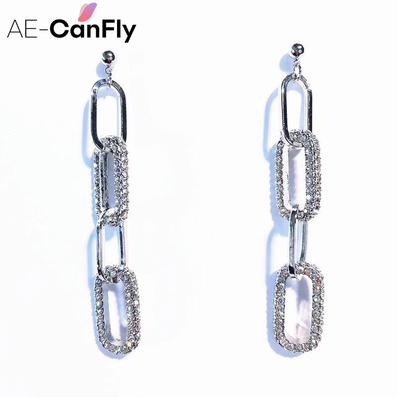 AE-CANFLY, Модные Винтажные длинные висячие серьги-цепочки с геометрическим узором, вечерние аксессуары, подарок