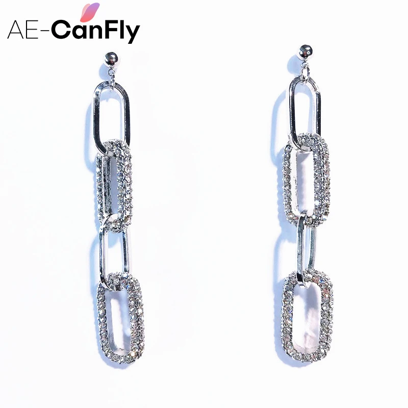 AE CANFLY Модные Винтажные геометрические длинные висячие серьги цепочки с
