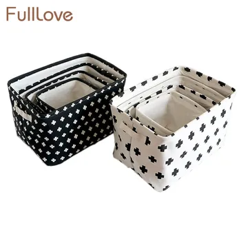 

FullLove Cross Printed Storage Basket Folding Black S M L XL Clothes Stationery Organizer Toys Case Home Storage & Organization