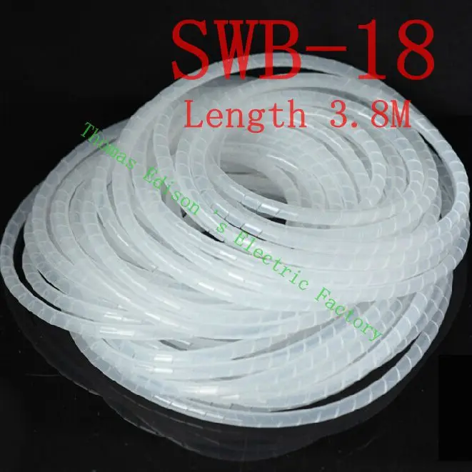 

Spiral wrapping band SWB-18 diameter 18mm About 3.8M length White Cable casing Cable Sleeves Winding pipe Spiral Wrapping