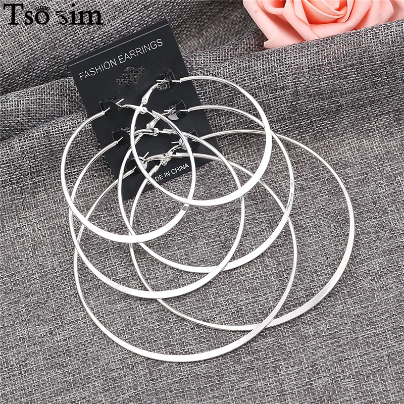 

3pcs/set Metal Steampunk Silver Color Big Hoop Earrings Simple Style Earring High Quality Engagement Gift Jewelry Brinco Argola