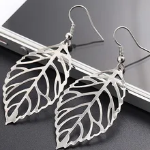 Lusion ювелирные изделия оптом для женщин дизайн модные серьги сплав листья серьги гвоздики два цвета золото и серебро E73