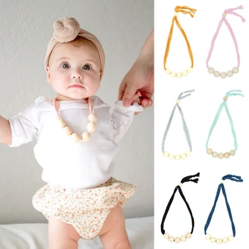 

Baby Natural Wood Teether Chain Necklace Newborn Mom Kids Nursing Teether Baby Chewing Toys M12