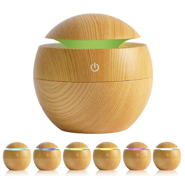 

Cool Mist Humidifier 130ml Wood Grain Usb Ultrasonic Aroma Essential Oil Diffuser for Office Bedroom Living Room Study Yoga Spa
