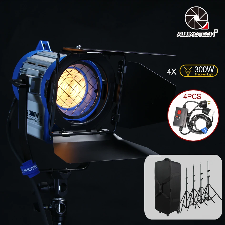 ALUMOTECH As Arri для студийного видеосъемки Flim 300 Вт * 4 + Диммер подставка набор