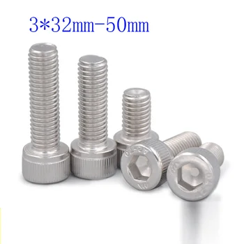 

100pcs / lot, round head hexagon screw M3 * 32mm-50mm, 304 stainless steel bolts, free shipping