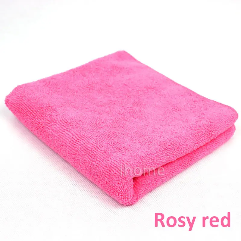 Прочный 12 шт. 30 см полотенце с микрофибрами для чистки протирание коврики от пыли Высокая абосрбент ворс свободная ткань для кухни окна автомобиля - Цвет: Rosy red