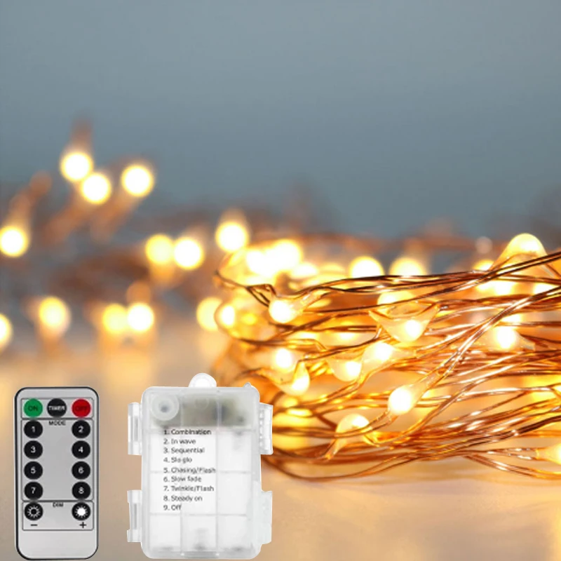 5/10M Waterproof Remote Control Fairy Lights Battery Operated LED