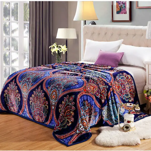 Ethnic Retro Baroque European Style Plush Soft Faux Mink Flannel Fleece