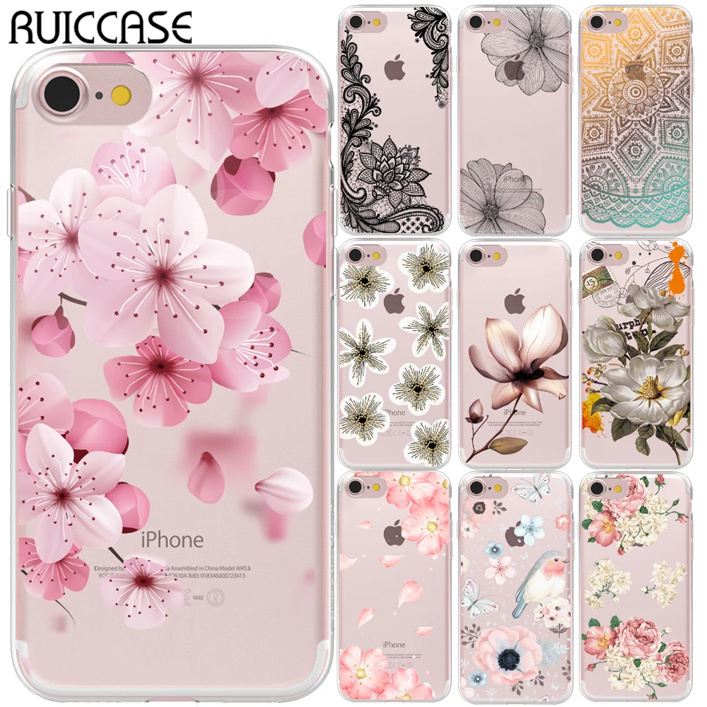 

Sexy Retro Floral Silicone Case For Coque Apple iPhone 5 5S SE 6 6S 7 8 Plus X XS Max XR Lace Flower Phone Soft TPU Back Cover