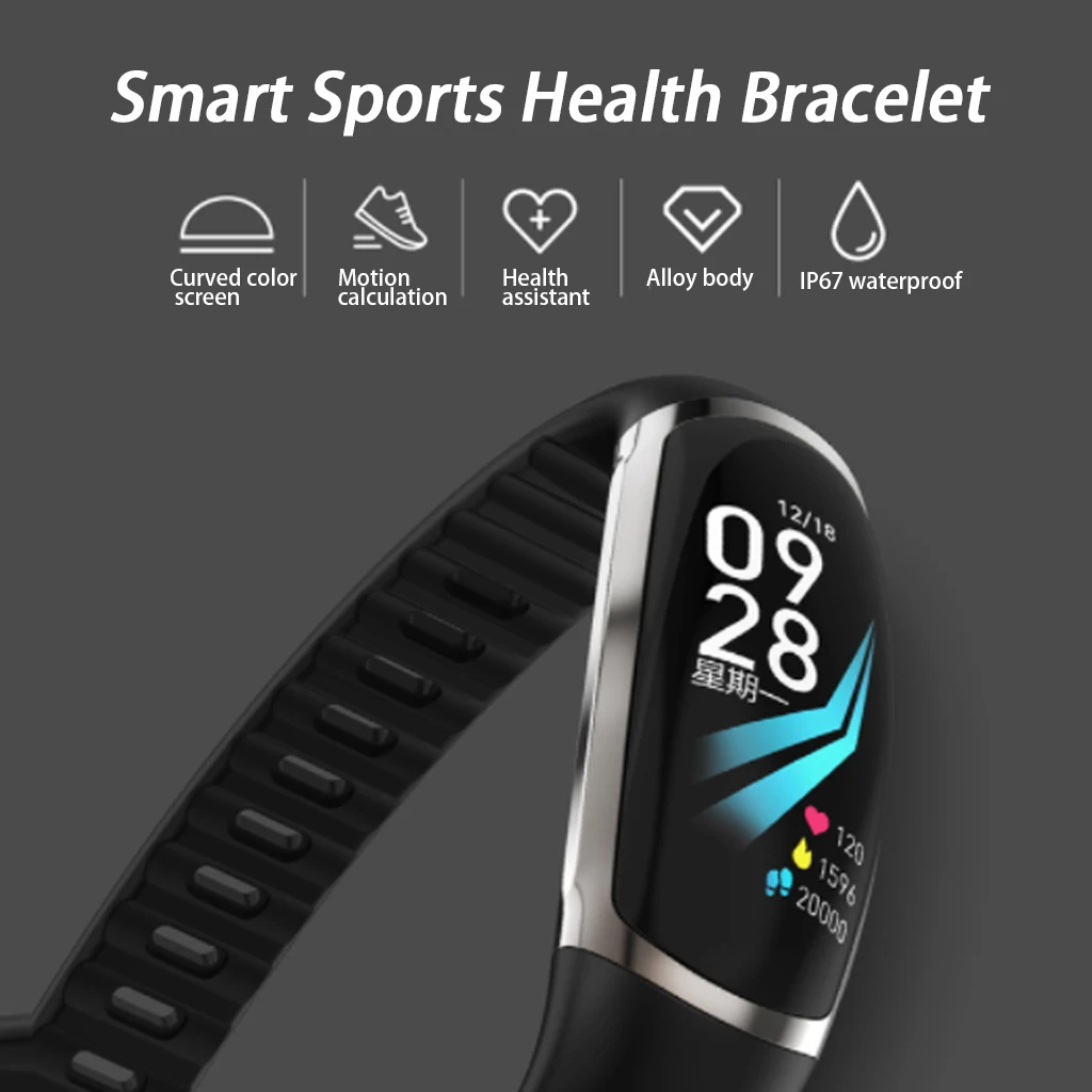 Smart Bracelet R16 Android IOS Heart Rate Band Sleep Monitor Blood Pressure Fitness Tracker Waterproof Color Screen Sport Band