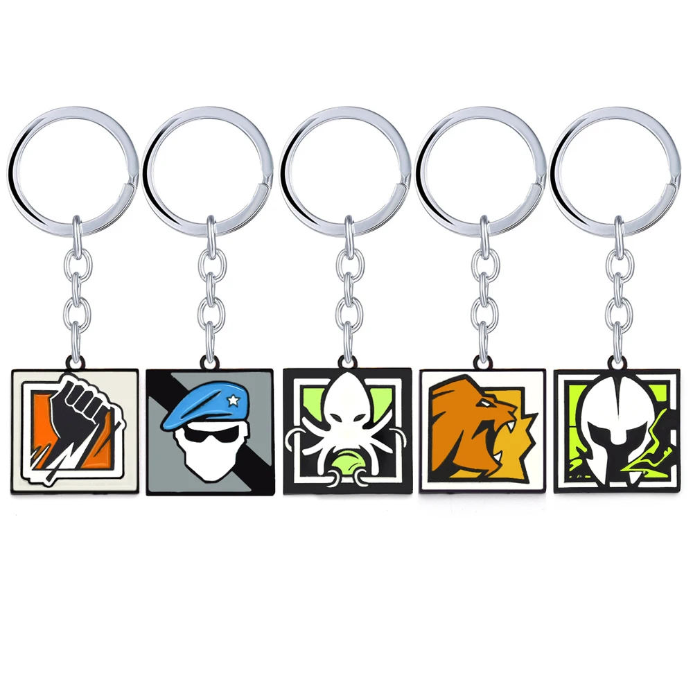 

41 Style Game Rainbow 6 Siege Key Chains Men Women Skull Metal Keychain Anime Key Ring Key Holder Chaveiro Jewelry Accessory