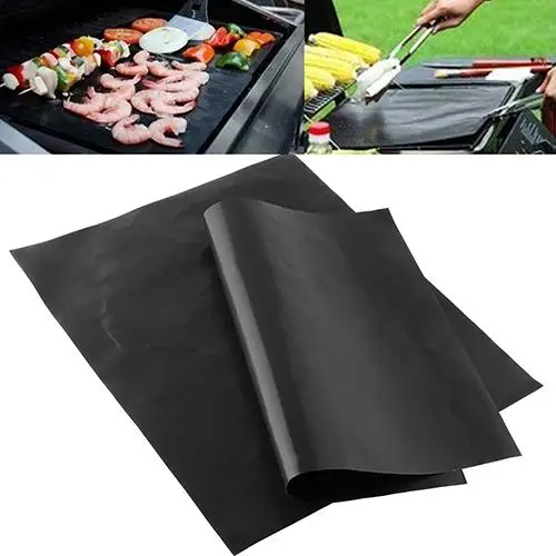 

40# Reusable Portable Non-Stick BBQ Grill Mat/Cooking Clamp Heat Resistance Outdoor Picnic Kitchen Tool