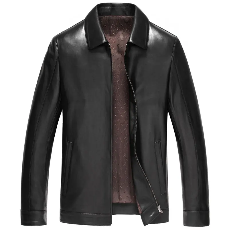 Dusen Кляйн мужская куртка из натуральной кожи Осенняя верхняя одежда черный /тонкий/Простой деловой стиль/дубленка 14Z6608 дубленка