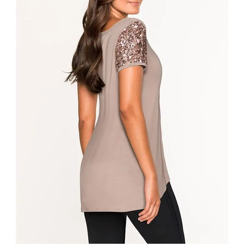 2018 Summer Women T-Shirts Casual O-Neck Short Sleeve Sequins T-Shirt Women Solid Loose Fashion Tops Tees WS9565M 2018 Summer Women T-Shirts Casual O-Neck Short Sleeve Sequins T-Shirt Women Solid Loose Fashion Tops Tees WS9565M