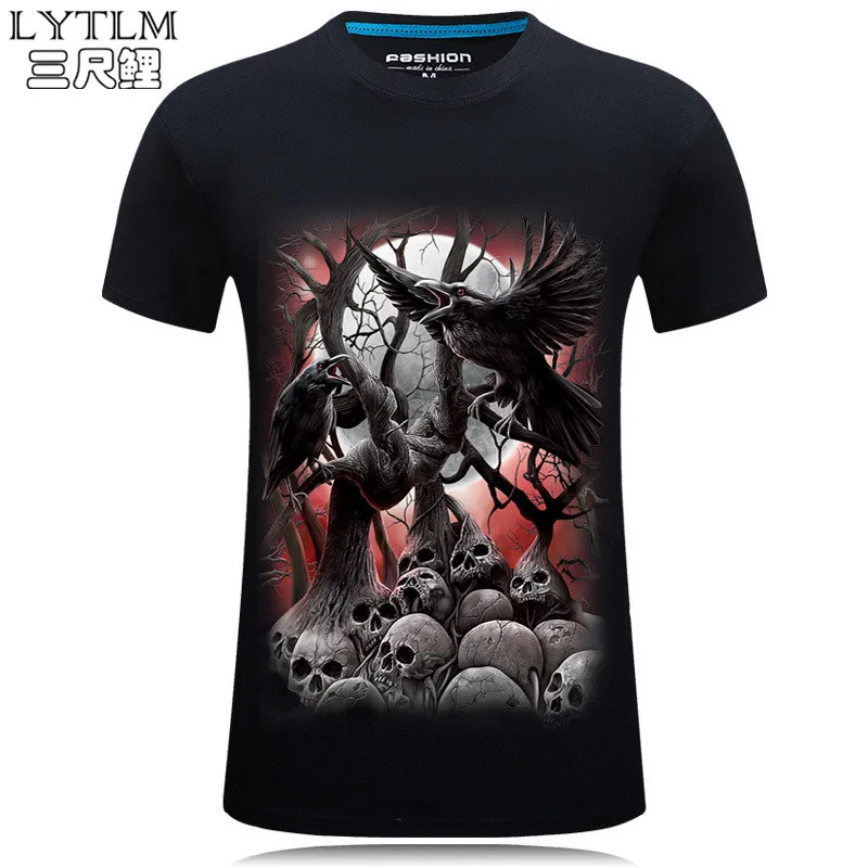 Buy LYTLM Summer Top Plus Size Skull Shirts Mens Tee
