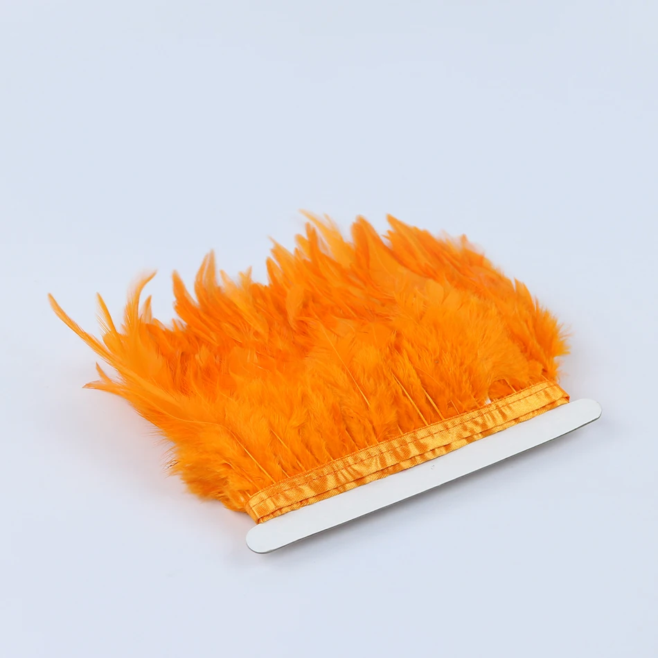 11 orange rooster saddle feather trims 3