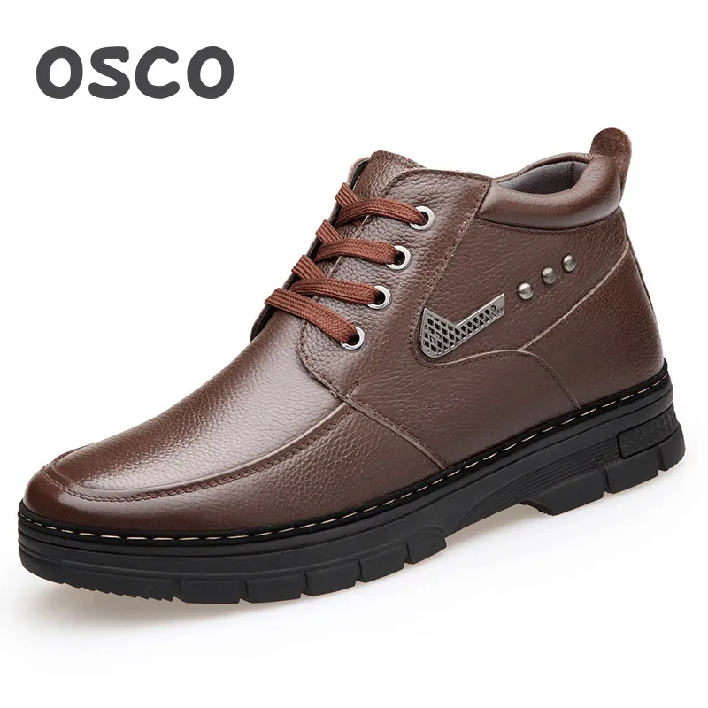 Moyen D'hiver D'âge 9863mbr En D'affaires 9863mbl Cheville Osco Chaussures slip Véritable Cuir Épaisses Hommes À Bottes Semelles Non Top Chaud Papa High Décontractée y8vn0ONwm