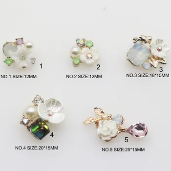

10pcs/lot 5 Style Flower Rhinestone Snap Button Jewerly Metal Button Diamond Flat for Clothing Wedding Hair Ribbon Craft Decor