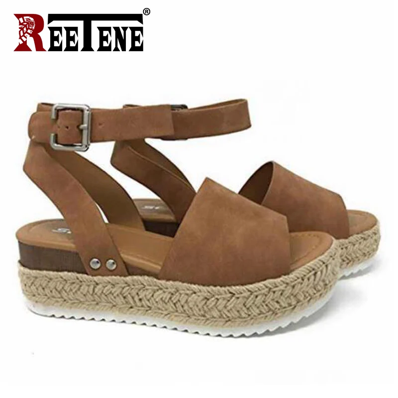 

REETENE Wedges Shoes For Women Fashion Women Sandals For 2019 Comfort Women Shoes Solid Platform Flip Flop Summer Ladies Shoes