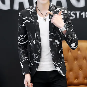 

Men's Blazer Print Men's Slim Jacket Retro Suit Fashion Luxury Formal Wedding Dress