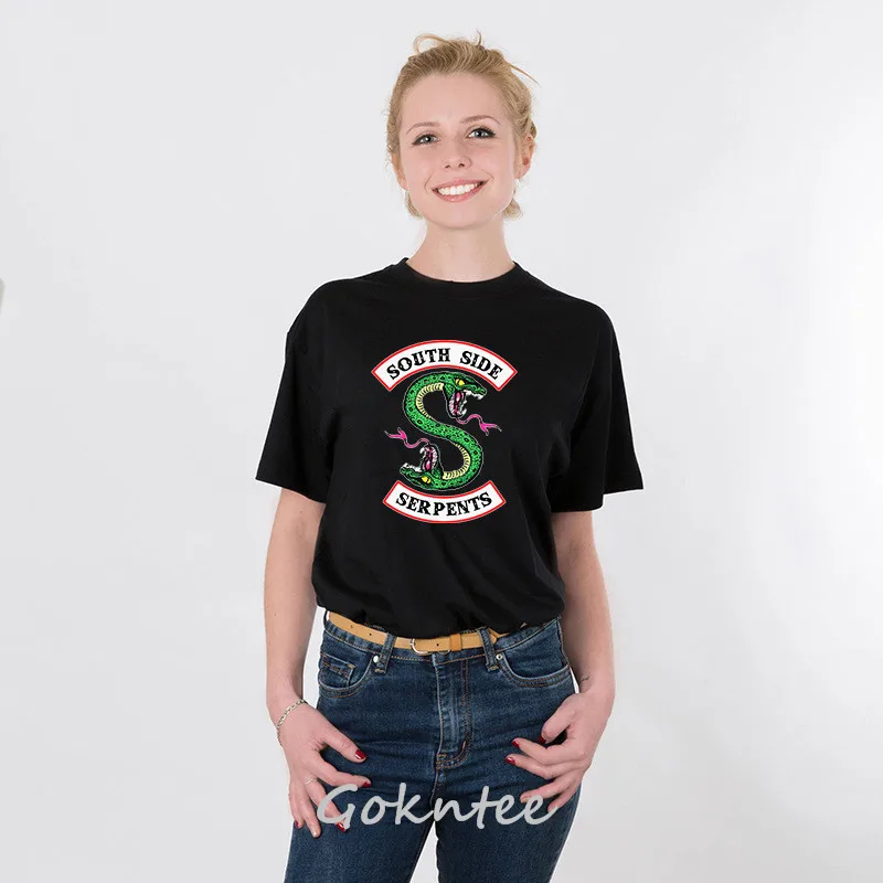 الجانب الجنوبي Riverdale T قميص المرأة قمم المحملة الحيات Jughead الإناث المتضخم التي شيرت المتناثرة الصيف ملابس حريمي 2019