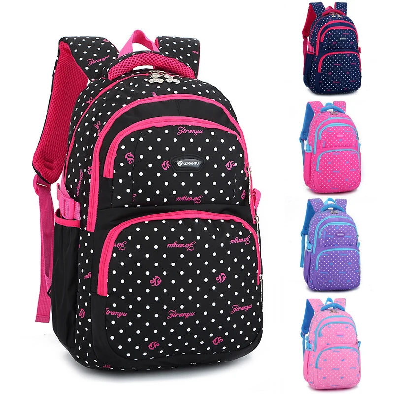 ZIRANYU Fashion Wave Point Primary School Bags Girl 2 4 Grade Burden Ridge 8 12 Years Old