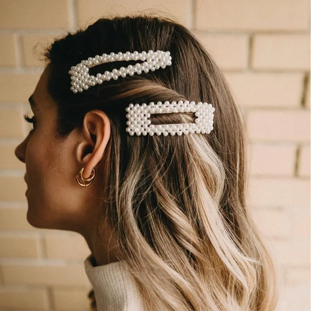 

EN Korea Fashion Imitiation Pearl Hair Clip Barrettes for Women Girls Handmade Pearl Flowers Hairpins Hair Accessories