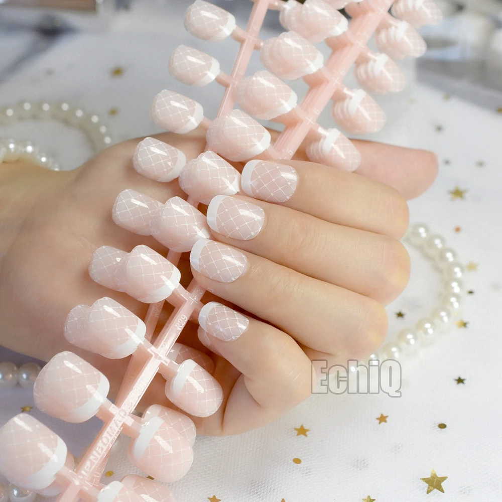 

240pcs Full Cover French Nails Natural Short Size Round Artificial Press On Nail Lady Finger Tips Manicure Tool Wholesale N208