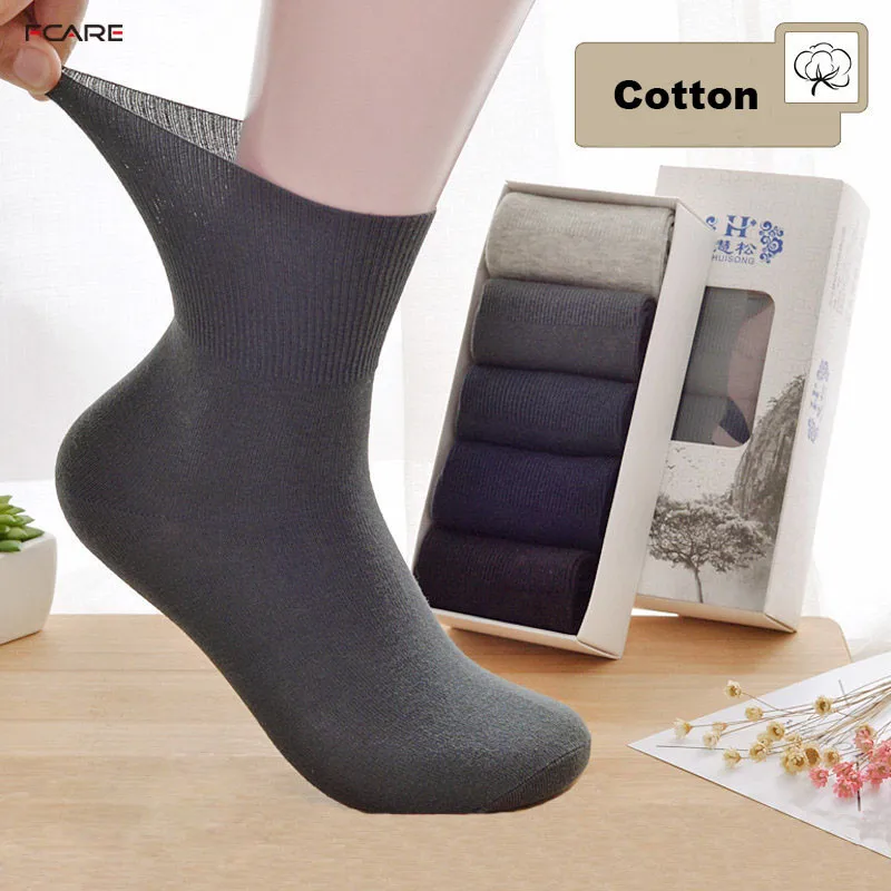 

10PCS=5 pairs Plus size big combed Cotton men Socks large 3XL male Calcetines Classic crew diabetes socks with no binding top
