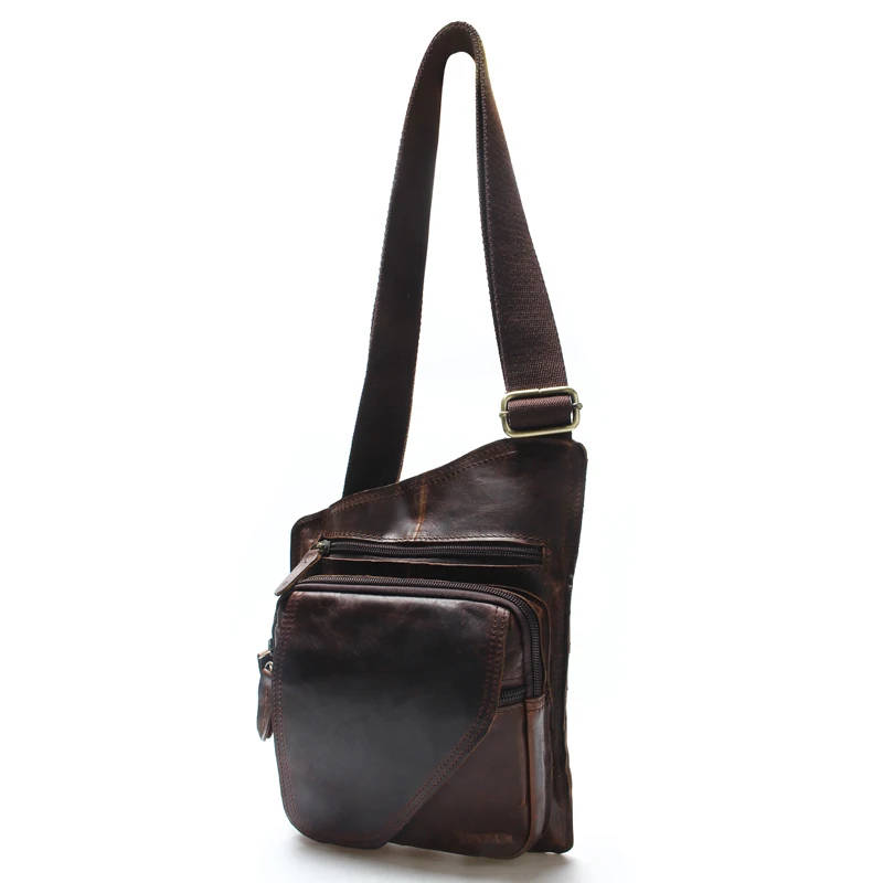  New High Quality Vintage Casual Crazy Horse Leather Genuine Cowhide Men Chest Bag Small Messenger B
