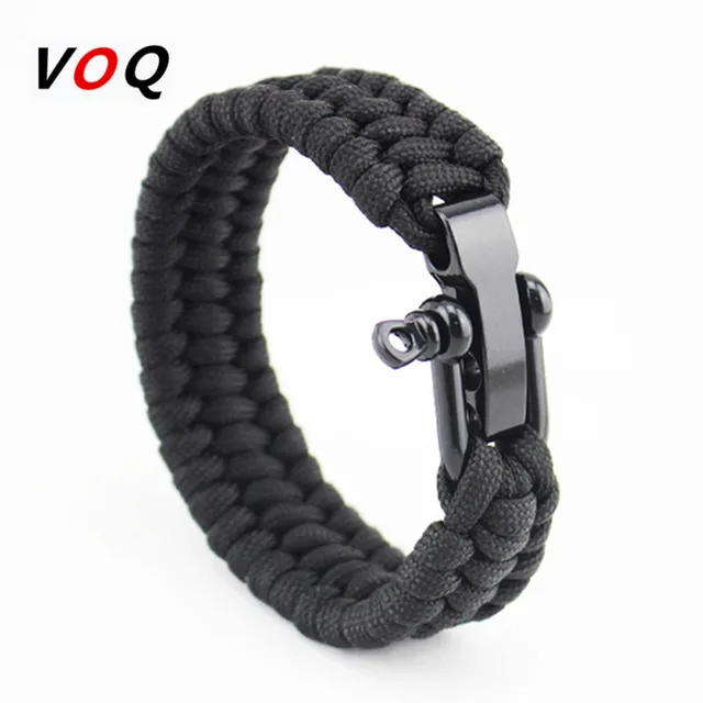 Outdoor Camping Paracord Bracelet Survival Emergency Braided Rope Outdoor Camping Paracord Bracelet Survival Emergency Braided Rope Men Black Stainless Steel Adjule Buckle Pulseras