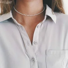 Perle d'imitation blanche perlée Chokers colliers pour femmes perles de haute qualité Collier Ras Du Cou bijoux de mode Collier Ras Du Cou