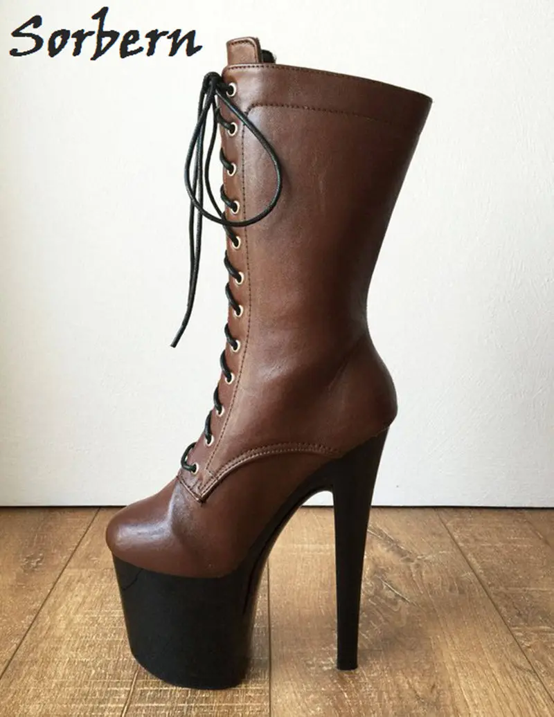 Mediados Arranque Unisex Mujer Señoras Ternero Coffee Sorbern Zapatos De Botas Mate Arte Zapato Piel Cosplay Rendimiento Papel Café UqxwEwz