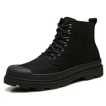 Для мужчин; зимние сапоги Дышащие Ботильоны из натуральной кожи на шнуровке мотоциклетные ботинки «мартинс» для мужчин botas hombre