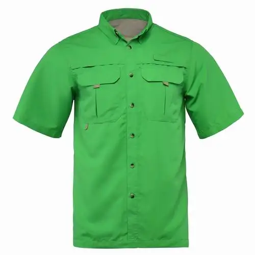Летняя мужская рубашка для рыбалки, уличная рубашка, одежда для рыбалки, мужские походные рубашки, быстросохнущая UPF40+ УФ футболка, плюс размер США, M-XXL, camisa - Цвет: Green