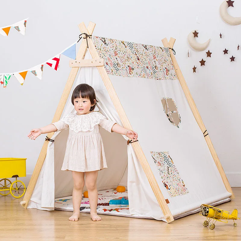 

Factory Direct Children's Tent Indoor Oversized Game House Disassembly and Washing Baby Canvas Triangle Princess