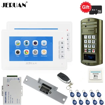 

JERUAN Video Door Phone Voice/Video Recording Intercom System kit With 7`` Monitors+ Waterproof password Access Mini Camera 1V2