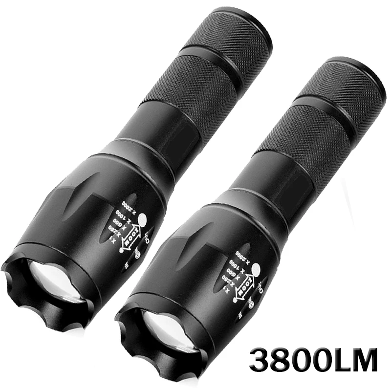 2pcs 3800 Lumens Led Torch Linterna Potente Led CREE T6 LED Flashlight Torch Linterna Para Caza