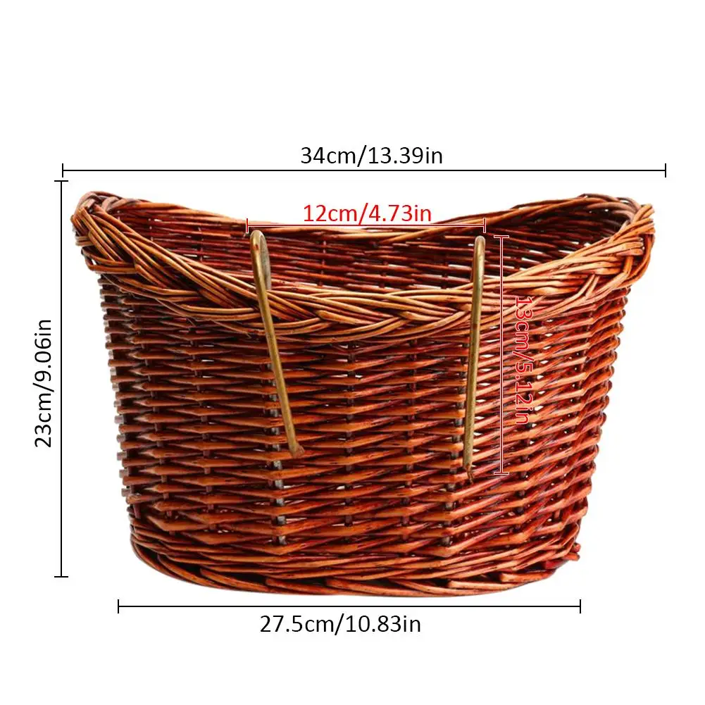 Excellent New Classic Style Rustic Bike Bicycle Basket Willow Straps Bike Cycling Natural Classic Durable Strong Wicker Manual Basket 5
