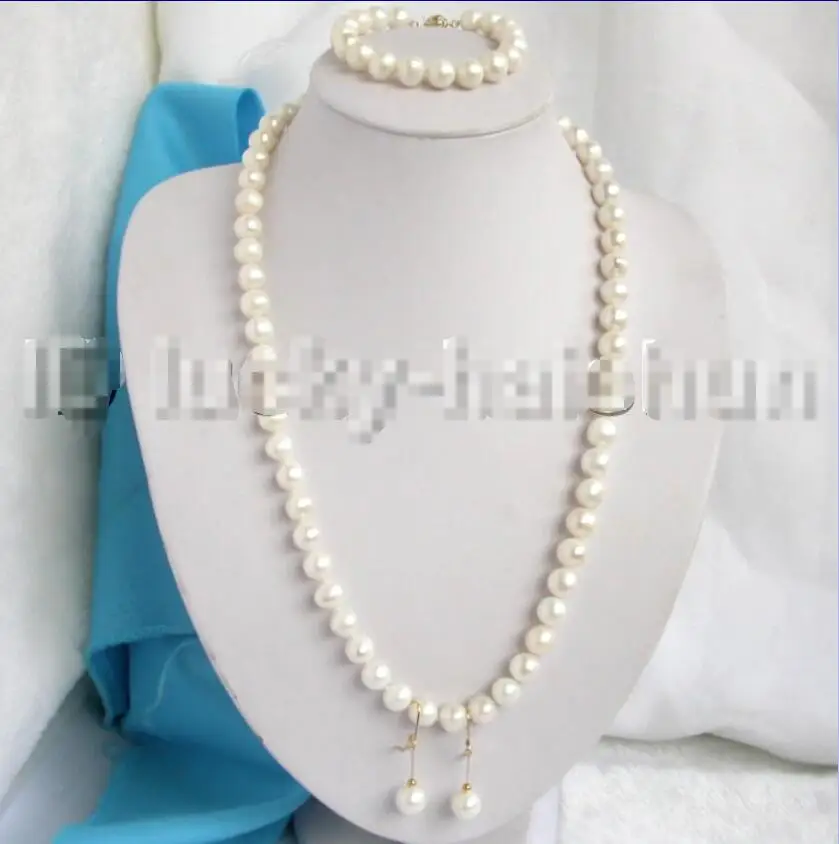 

Hot sale new Style >>>>25" 10mm round white pearls necklace bracelet earrings