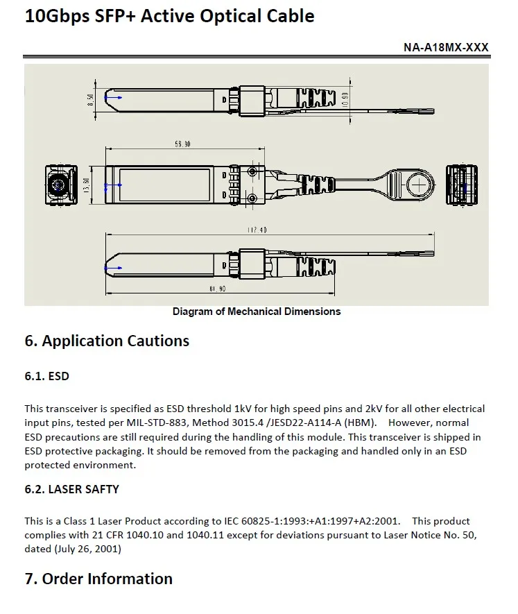 10gbps SFP + 5 м OM2 AOC активный оптический кабель Прочный 10 г SFP + (5 м, 10 г SFP +) 1270nm-1610nm